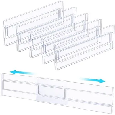 Produktbild von Kunststof ladeverdelers 6-pack verstelbaar transparant voor keuken slaapkamer kantoor bureau