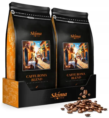 Produktbild von Kaffeebohnen 2 x 1 kg CAFFE ROMA BLEND (SPECIAL EDITION) frisch geröstet für Vollautomaten + Tassenuntersetzer