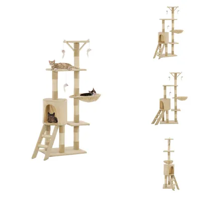 Image de vidaXL Arbre à chat avec colonnes en sisal 138 cm Beige - Arbres à chat