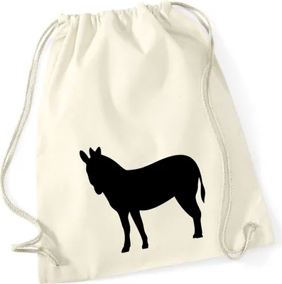 Produktbild von Huuraa Turnbeutel Esel Silhouette 12 Liter Natural Baumwolle Rucksack Geschenkidee