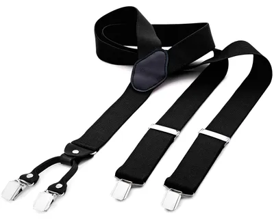 Produktbild von DonDon® Herren Hosenträger breit 3,5 cm - 4 Clips mit Leder in Y-Form - elastisch und längenverstellbar schwarz