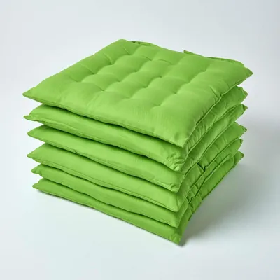 Produktbild von HOMESCAPES 6er Set Stuhlkissen 40x40 cm grün – Sitzkissen Outdoor/Indoor mit Baumwollbezug, Sitzpolster waschbar