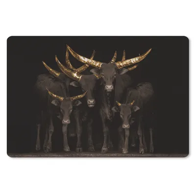 Produktbild von MuchoWow® Schreibtischunterlage Kühe - Hörner - Gold 60x40 cm - XXL Mauspad - Großes Mauspad