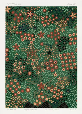 Produktbild von Plakat 13x18cm Japanisches Blumenmuster, G.A. Audsley für das Wohnzimmer