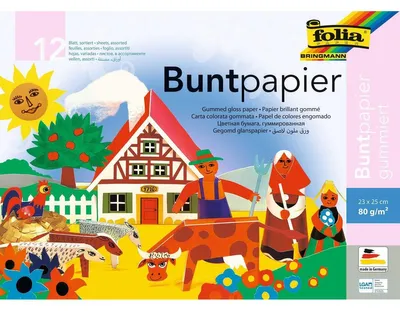 Produktbild von Folia 777 Buntpapier Hefte gummiert 23x25cm 12 Blatt 12-farbig(S)