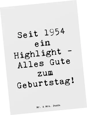 Produktbild von Mr. & Mrs. Panda Postkarte Spruch 1954 Geburtstag - Weiß - Geschenk, Happy Birthday, Geburtstagsgeschenk, Jahrgang, Ansichtskarte, nostalgischer, Geburtsjahr, Postkarten