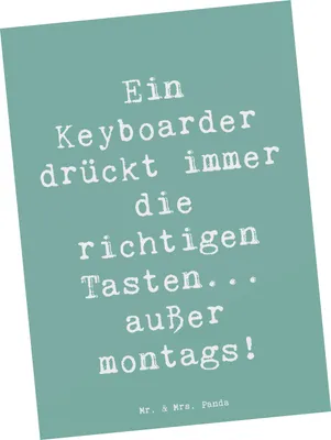 Produktbild von Mr. & Mrs. Panda Postkarte Spruch Keyboarder Fehler - Meeresbrise - Geschenk, Ansichtskarten, Lernen, Spielen, Postkarten, Musiker, Montagsblues, Streichinstrumente
