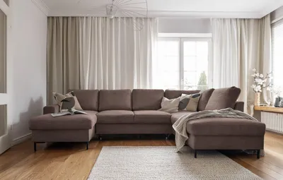 Produktbild von MIUFORM Lofty Lilly - Ecksofa mit Bettfunktion und Bettkasten U-FORM RECHTS - 303x197cm - Taupe - Sofa Schlafsofa Couch