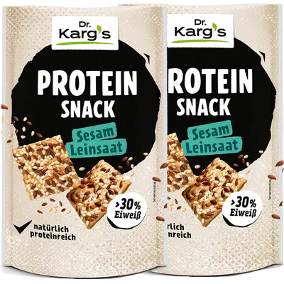 Produktbild von Dr. Kargs Protein Sesam knuspriger Leinsaat Snack 85g 2er Pack