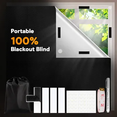 Verdunkelungsrollo ohne Bohren, 200x148 cm, Schwarz, 100% Verdunkelung