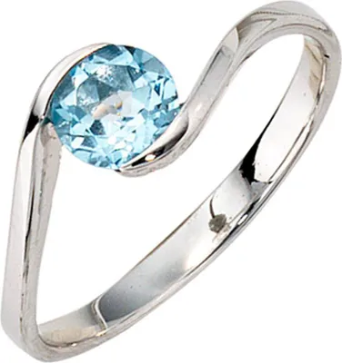 Produktbild von JOBO Damen Ring 333 Gold Weißgold 1 Blautopas Goldring Größe 58