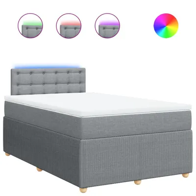 Produktbild von Boxspringbett mit Matratze Hellgrau 120x200 cm Stoff