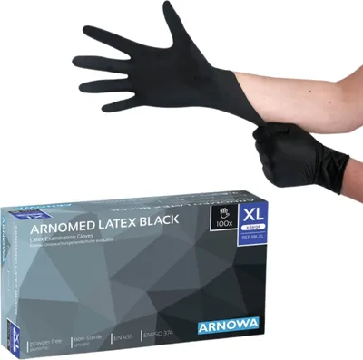 Obrázok produktu pre Latexové rukavice, čierne, bez púdru, veľkosť XL, 100 kusov