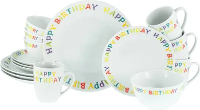 Produktbild von CreaTable, 24166, Luna Happy Birthday, Kombiservice 16-tlg, Porzellan