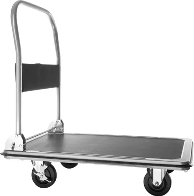 Produktbild von Tectake Plattformwagen, 90x61 cm, 300 kg Tragkraft, Stahl & Polypropylen, schwarz, geklappt 90x61x27 cm