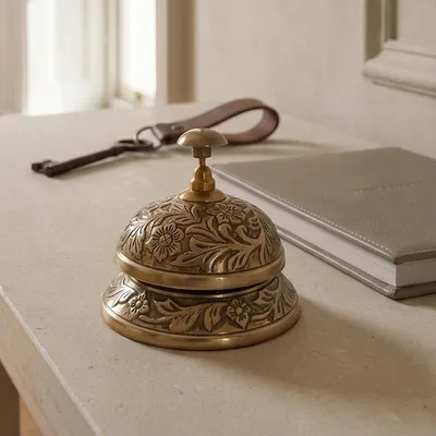 Produktbild von Hotelglocke aus Aluminium, brüniert in antiker Messingoptik, L.10 cm