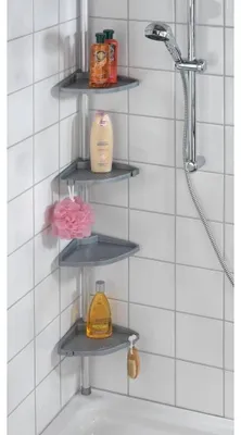Zdjęcie produktu dla Narożnik prysznicowy teleskopowy - Kompaktowa półka narożna - 78-275 cm - Srebrny