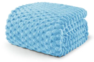 Obrázok produktu pre Mäkká fleecová prikrývka – dekoračná prikrývka s vzorom Jacquard, mikrovlákno, modrá, 220x240 cm