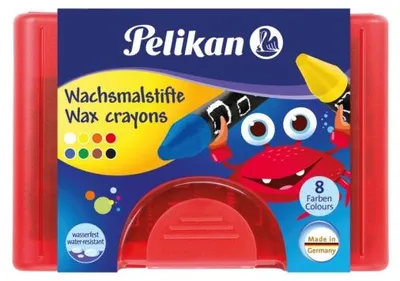 Produktbild von Pelikan Wachsmalstifte wasserfest Kunststoff-Etui mit 8 dicken runden Stiften und Schaber