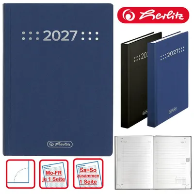 Produktbild von Herlitz Buchkalender Classic A6 2027, Jahr / Farbe:2027 / blau