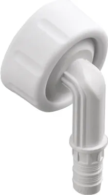 Immagine prodotto di PP Winkelschlauchtülle 90° Ø9 -14 mm, 3/8" x G 1" für Kondensatanschluss, weiss mit Dichtung