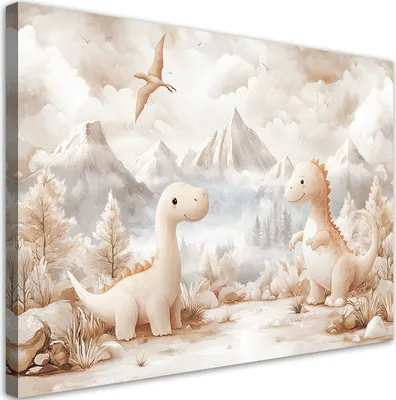 Immagine prodotto di Murali per cameretta, Simpatici dinosauri Paesaggio beige - 100x70