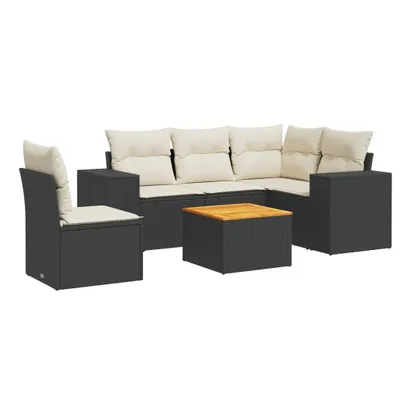 Produktbild von vidaXL 6-tlg. Garten-Sofagarnitur mit Kissen Schwarz Poly Rattan