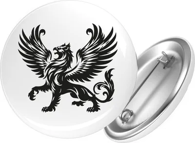 Produktbild von Huuraa Button Greif Fabelwesen 59mm rund mit Sicherheitsnadel Ansteckbutton Geschenkidee