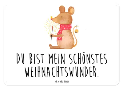 Produktbild von Mr. & Mrs. Panda tafel Maus Weihnachten DIN A3 - Weiß - Geschenk, Weihnachtsgruß, Türschild, Frohe, Blechschild, Weihnachtsmotiv, Schild, Magnetschild, Wandbild, Mäuschen