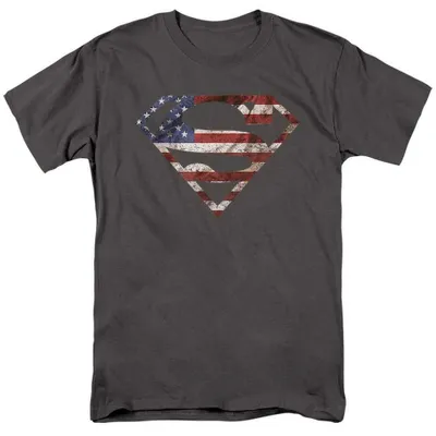Image de T-shirt Superman - "Super Patriot" - Unie, pour hommes et femmes, modèle TV36799 (Taille M) (Couleur : Noir charbon)