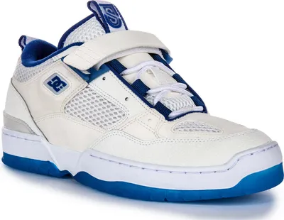 Produktbild von DC Shoes JS 1 Street Skatewear Schaum Gepolsterte Herren Ledersneaker in Weiß Blau – 7 UK - 40.5 EU - 8 US / White Blue