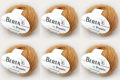 Image de 6 pelotes de Berta by Permin – fil à tricoter en laine et coton Oeko-Tex (03 jaune)