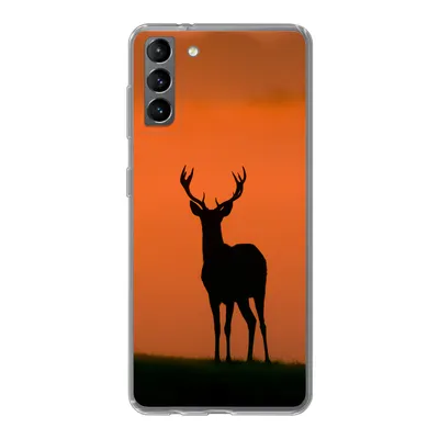 Produktbild von MuchoWow® Handyhülle Schutzhülle Hülle für Samsung Galaxy S21 Plus Hirsch - Scherenschnitt - Nebel Silikon Softcase Handy Hülle - Handy-Tasche