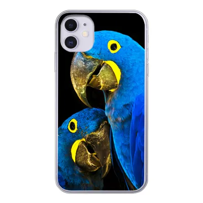 Produktbild von MuchoWow® Handyhülle Schutzhülle Hülle für iPhone 11 Papagei - Vogel - Federn - Blau Silikon Softcase Handy Hülle - Handytasche