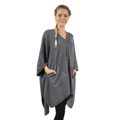 Produktbild von Antonio Poncho Damen Winter elegant mit praktischen Taschen - grau : grau Farbe vom Hersteller: grau