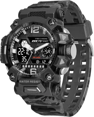 Produktbild von Digitaluhr 5 ATM Wasserdicht Military Watch Tactical Outdoor Digital Herrenuhr Schwarz Grün Jungen Sportuhr Männer Chronograph Stoppuhr Sport Wecker