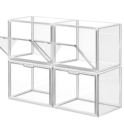 Produktbild von Klare Displaybox [4 Set] 36×22×27cm, Acryl Vitrine mit Magnettür, Horizontal & Vertikal, Organizer für Modell, Taschen, Schuhe, Handarbeiten, Bücher