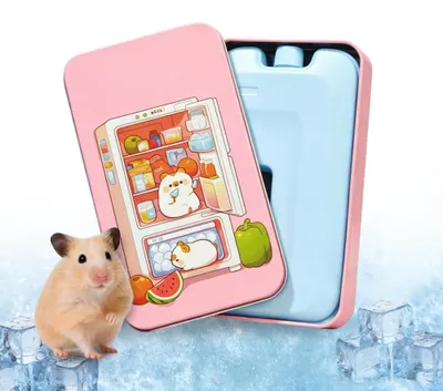 Kühlbox für Hamster, Metall-Kühlbett, 16 x 9 x 3 cm, mit Gelpack