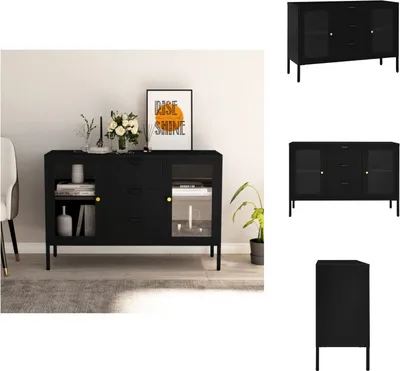 Image de vidaXL Sideboard Noir 105x35x70 cm Acier et verre trempé - Sideboards