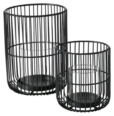 Obrázok produktu pre Kovový lampáš so sklenenou vložkou, 14 - 20 cm, CINDY