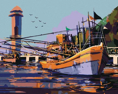 Produktbild von Zuty - Malen nach Zahlen - GROSSES FISCHERBOOT, 40x50 cm, ohne Keilrahmen