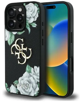 Obrázek produktu pro Guess Zrnité růže Velké logo 4G Apple iPhone 16 Pro černá