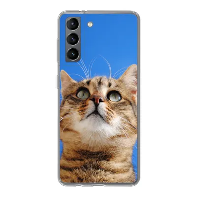 Produktbild von MuchoWow® Handyhülle Schutzhülle Hülle für Samsung Galaxy S21 Katze - Braun - Luft - Mädchen - Jungen - Kinder Silikon Softcase Handy Hülle - Softcase