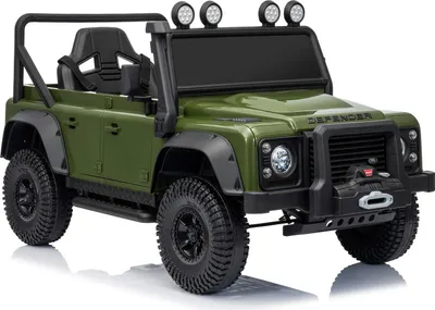 Zdjęcie produktu dla Elektryczny pojazd dla dzieci Land Rover Defender 110 SVX 12 V, zielony, napęd 4X4, światła LED, przednie i tylne zawieszenie, pilot zdalnego sterowania 2,4 GHz, wejście USB/AUX, Bluetooth, akumulator litowy, silnik 4 x 25 W, ORYGINALNA licencja