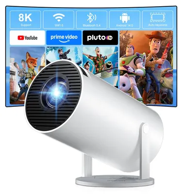 Imagen del producto de Mini proyector - Resolución nativa de 1280 x 720 - Proyector LED - Portátil - Cine en casa - Blanco