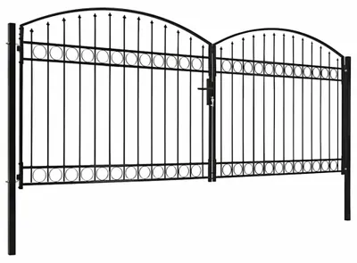Zdjęcie produktu dla Brama ogrodzeniowa dwuskrzydłowa łukowa górna stalowa 400 x 175 cm czarna
