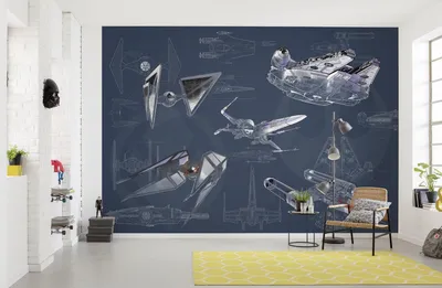 Produktbild von Komar Vlies Fototapete "Star Wars Blueprint Dark" - Größe: 400 x 280 cm (Breite x Höhe), 8 Bahnen