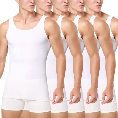 Immagine prodotto di Canottiera da uomo, confezione da 5, cotone bianco, taglia XXL