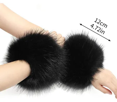 Immagine prodotto di Omgoods - Bracciali riscaldanti in ecopelliccia per donna - Guanti senza dita in ecopelliccia per l'inverno