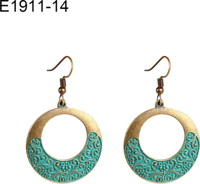 Produktbild von Retro Frauen Bohemian Ethnische Geometrische Baumeln Eardrop Haken Ohrringe Schmuck Geschenk-E1911-14
